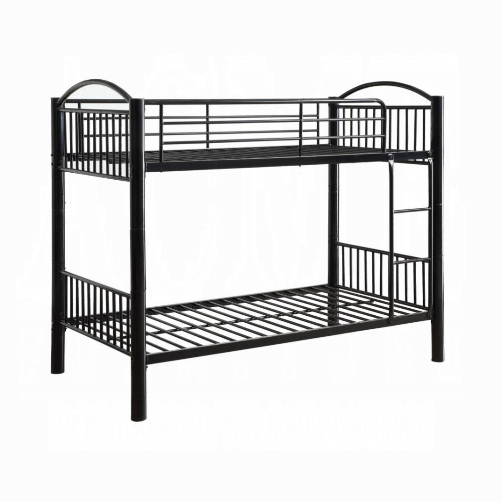 Arashi Cayelynn Twin Size Metal Bunk Bed in Black – Contemporary Teen Loft Style