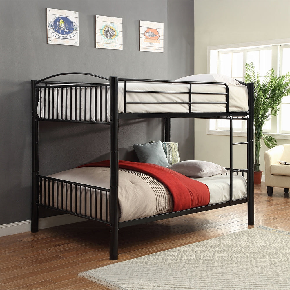 Danez Cayelynn Full Over Full Black Metal Bunk Bed – Modern Teen Design with Ladder