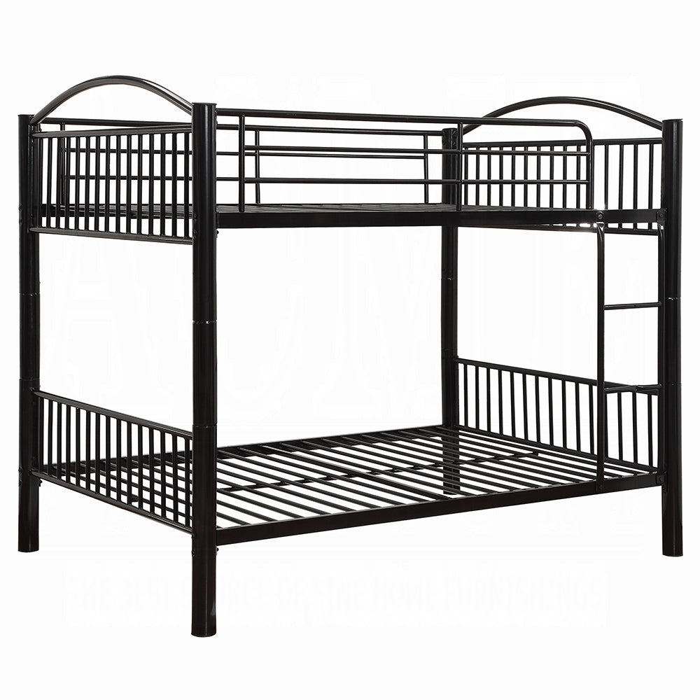 Danez Cayelynn Full Over Full Black Metal Bunk Bed – Modern Teen Design with Ladder