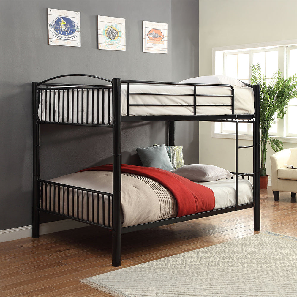 Danez Cayelynn Full Over Full Black Metal Bunk Bed Modern Teen Design with Ladder
