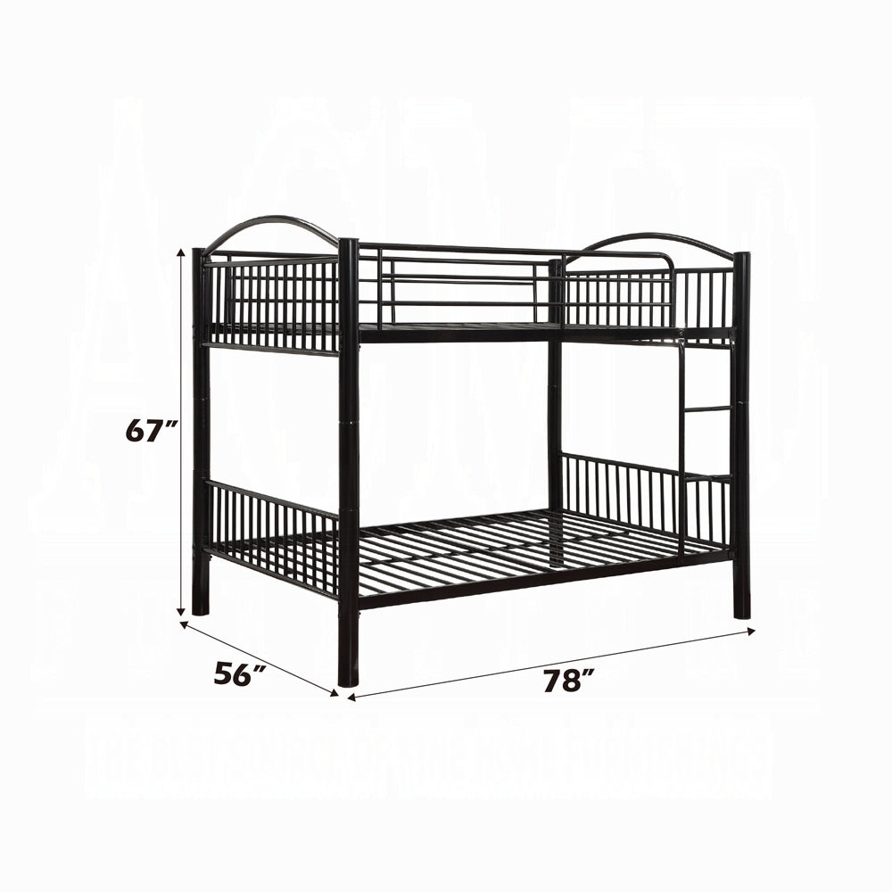 Danez Cayelynn Full Over Full Black Metal Bunk Bed – Modern Teen Design with Ladder
