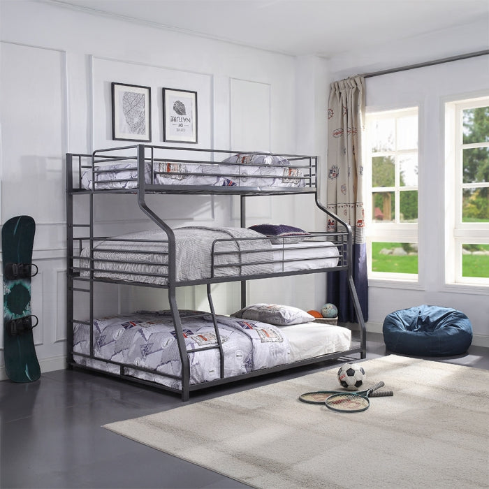 Laura Diego Caius II Twin/Full/Queen Gunmetal Metal Bunk Bed – Industrial Space-Saving Design