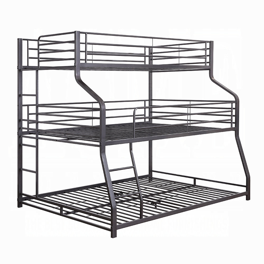 Laura Diego Caius II Twin/Full/Queen Gunmetal Metal Bunk Bed – Industrial Space-Saving Design