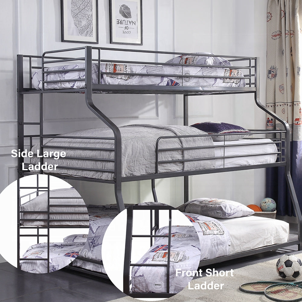 Laura Diego Caius II Twin/Full/Queen Gunmetal Metal Bunk Bed – Industrial Space-Saving Design