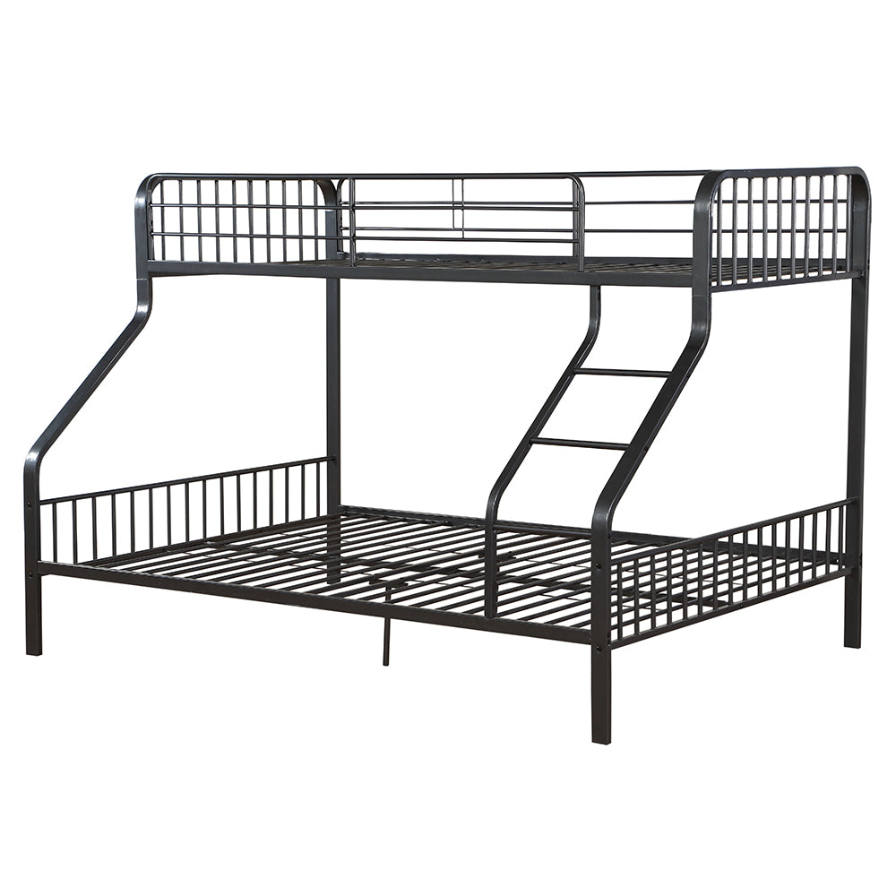 Triple Bunk Bed T/XL/Q Gunmetal Metal Industrial Style with Built-in Ladder