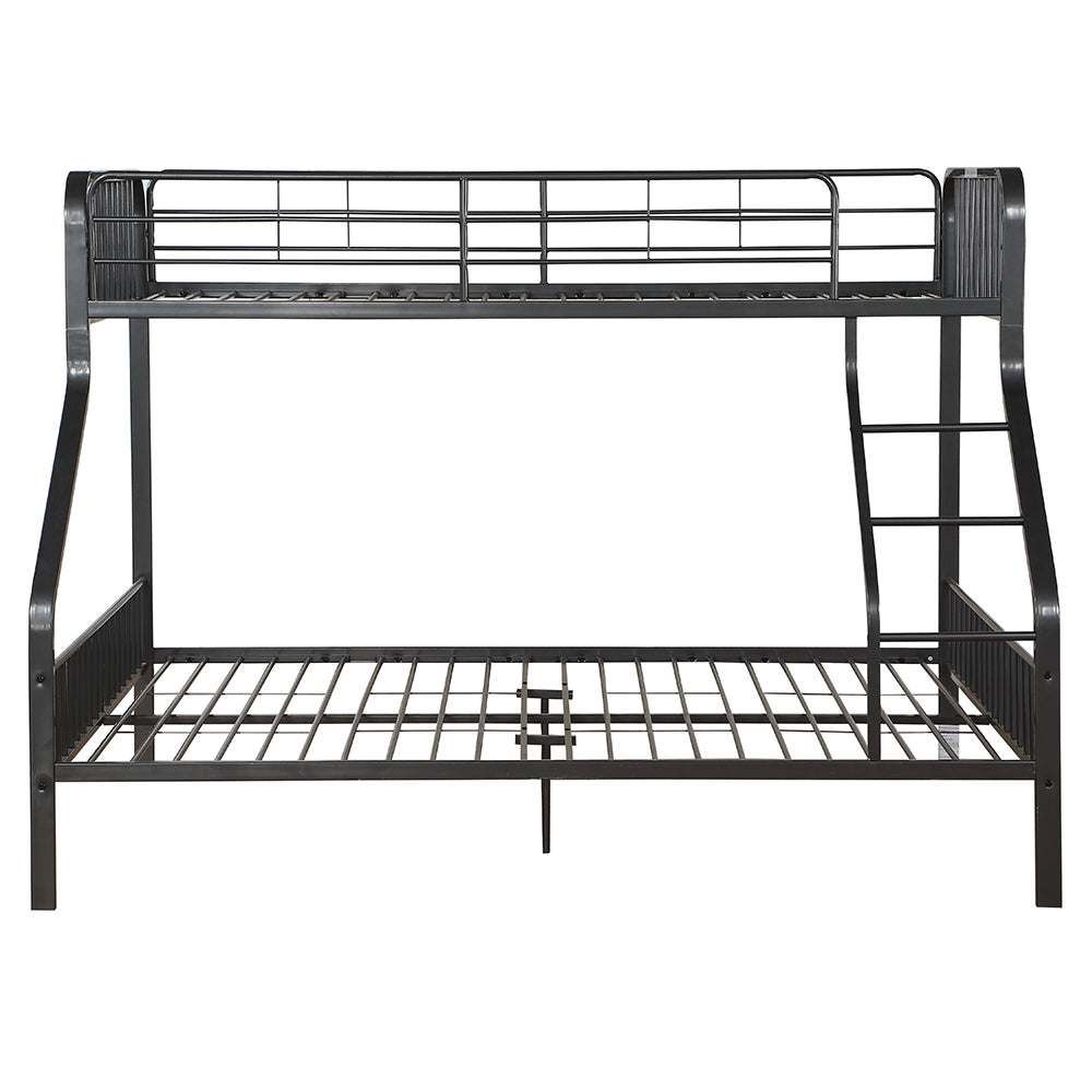 Triple Bunk Bed T/XL/Q Gunmetal Metal Industrial Style with Built-in Ladder