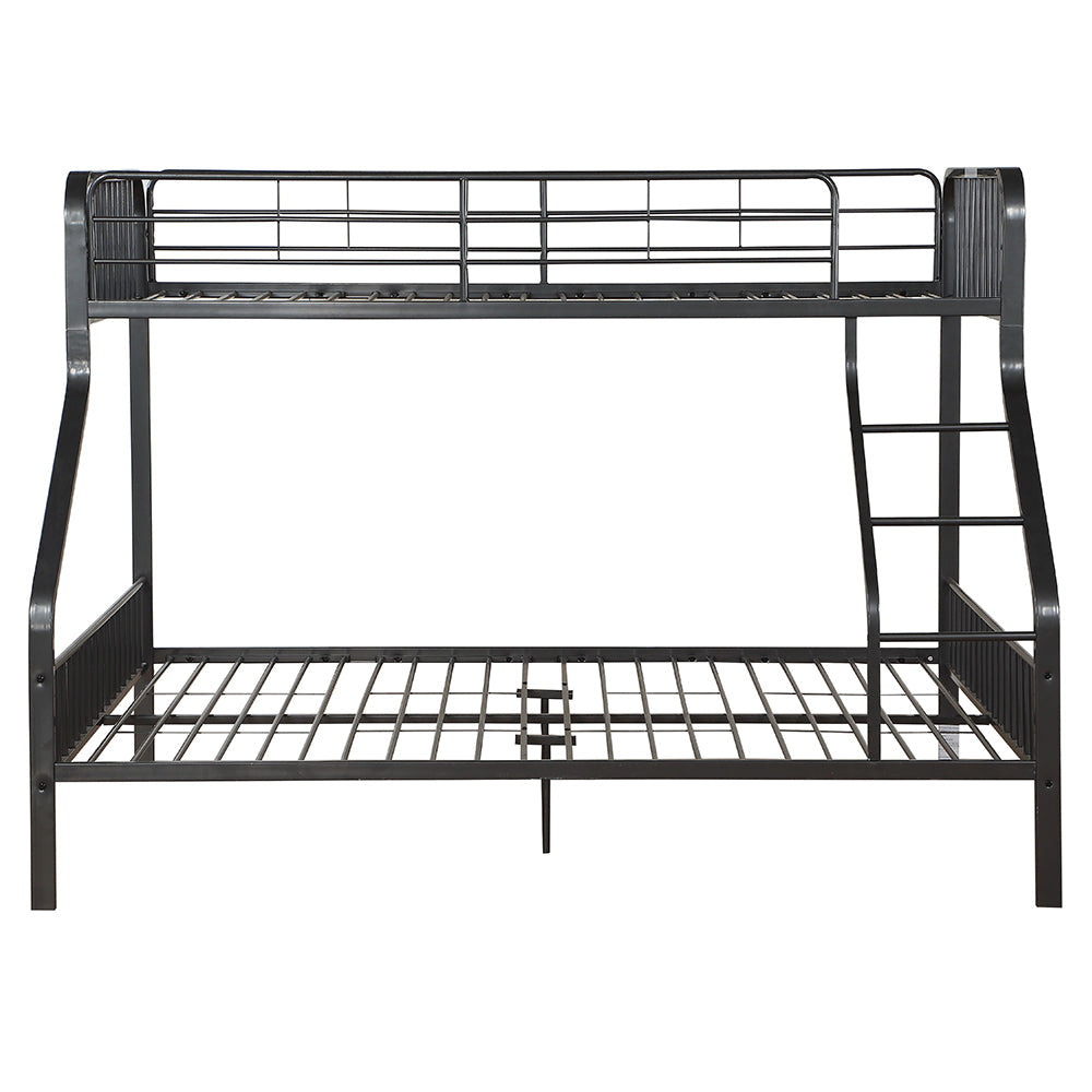 Triple Bunk Bed T/XL/Q Gunmetal Metal Industrial Style with Built-in Ladder