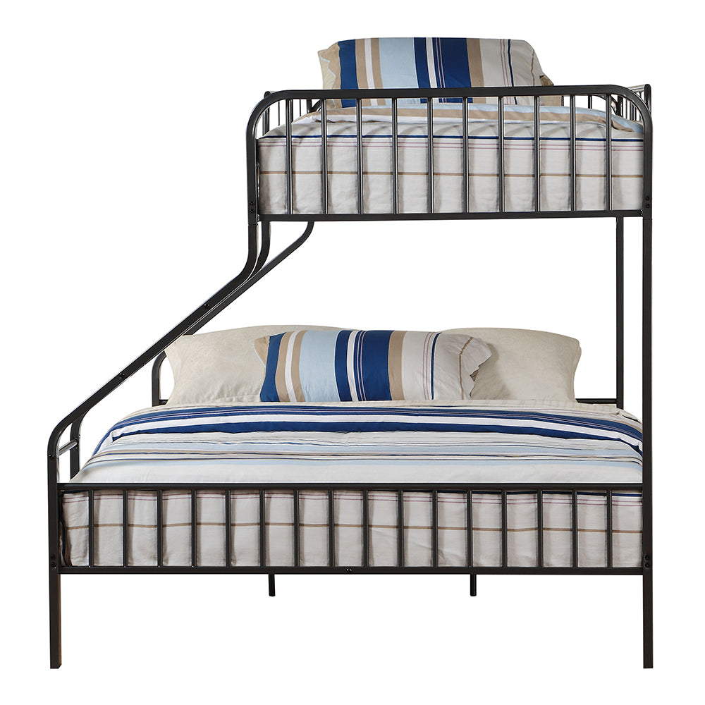 Triple Bunk Bed T/XL/Q Gunmetal Metal Industrial Style with Built-in Ladder