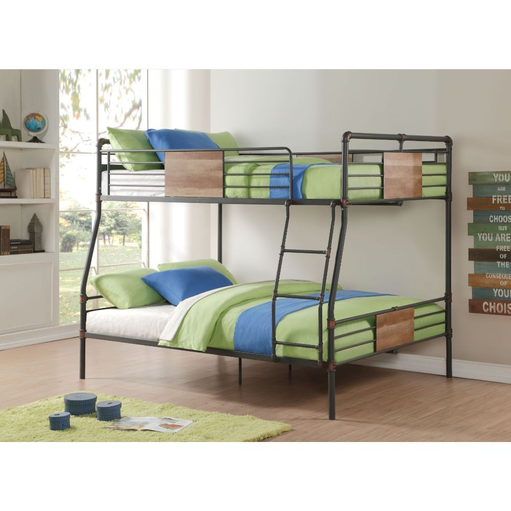 Chablis Brantley Queen/XL/Full Black Metal Bunk Bed Handcrafted Industrial Look with Space-Saving Design