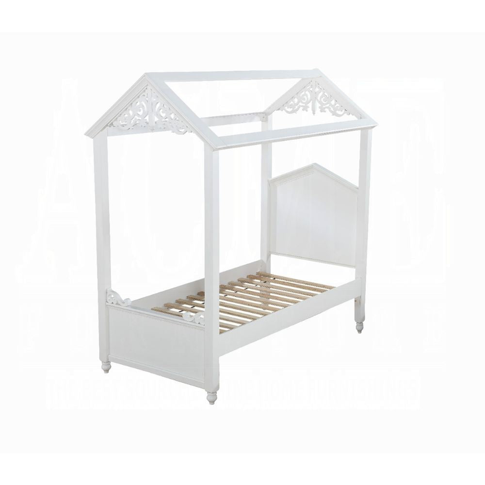 Appia Rapunzel Twin Bed in White Finish – Stylish Upholstered Bed for Kids