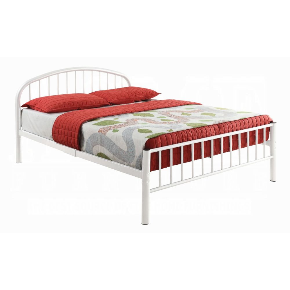Ronald Cailyn Full White Metal Platform Bed – Sleek Design with Trundle Feature