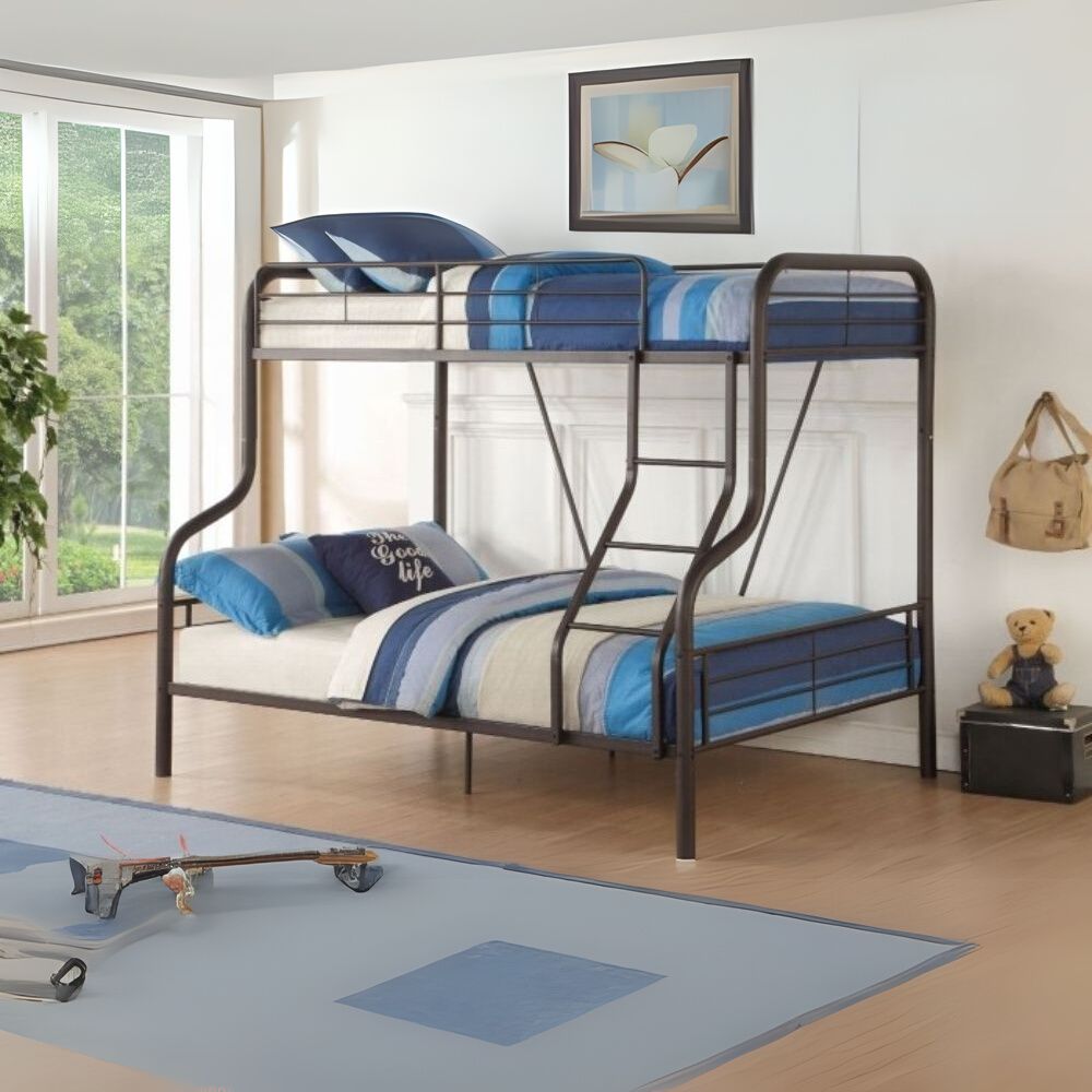 Aldric Cario Twin Over Full Bunk Bed Sandy Black – Space-Saving Design
