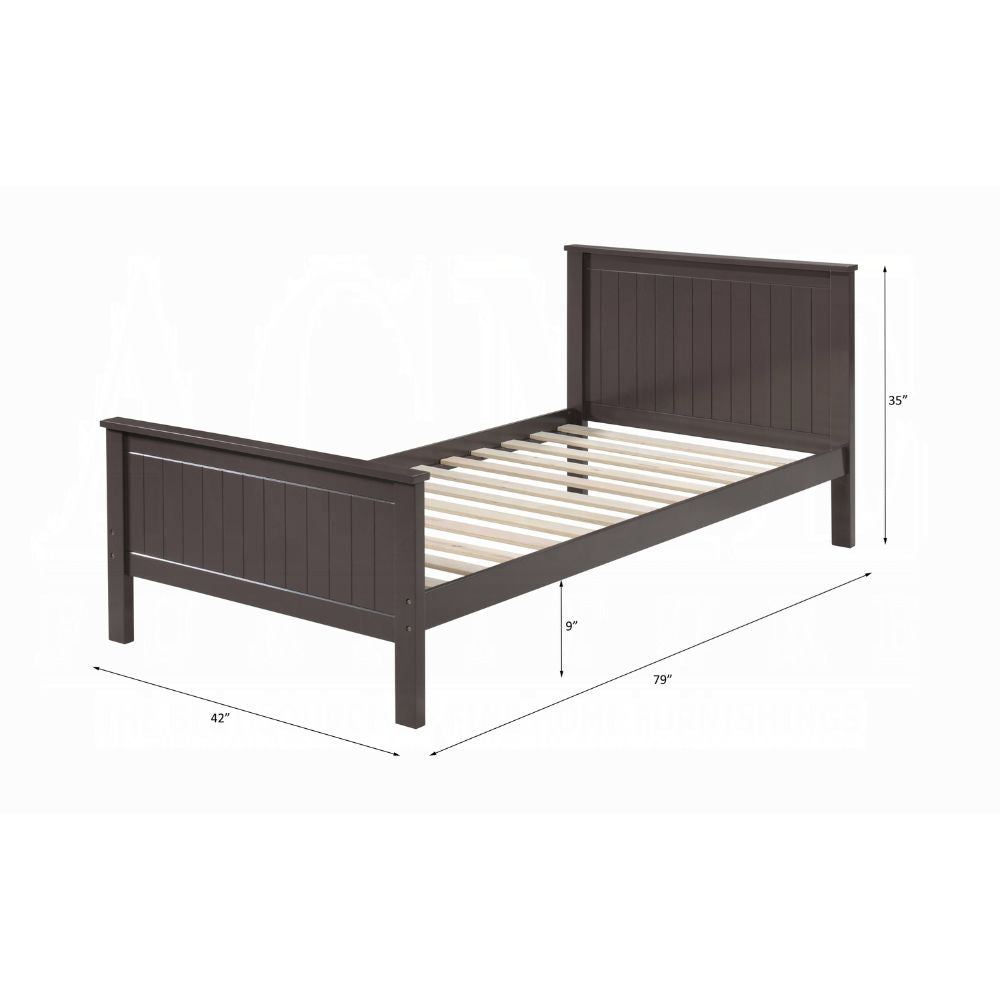 Fremont Bungalow Collection Twin Size Wooden Bed Chocolate Finish & Slatted Headboarduch