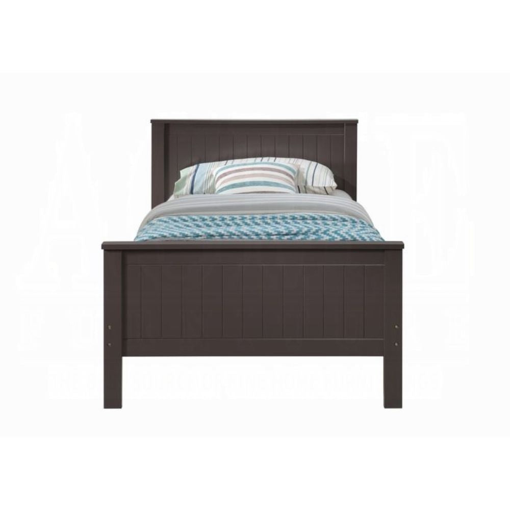 Fremont Bungalow Collection Twin Size Wooden Bed Chocolate Finish & Slatted Headboarduch