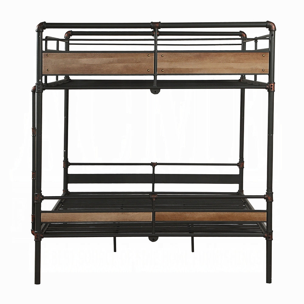 Darryl Brantley II Queen Metal Bunk Bed Sandy Black Industrial Frame