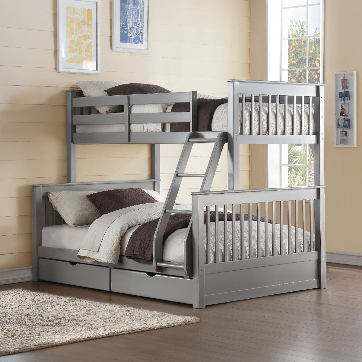 Ingrid Haley II Twin over Full Teen Bunk Bed Wooden Frame with Storage