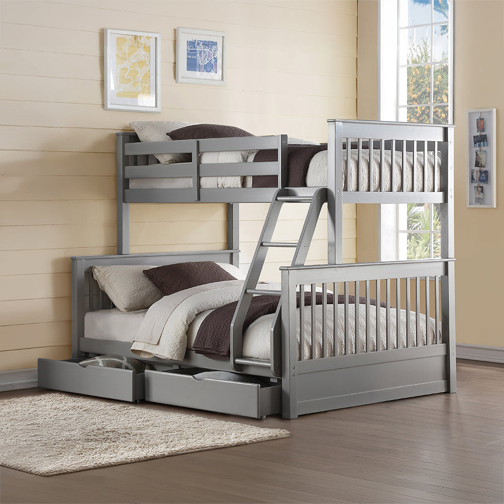 Ingrid Haley II Twin over Full Teen Bunk Bed Wooden Frame with Storage