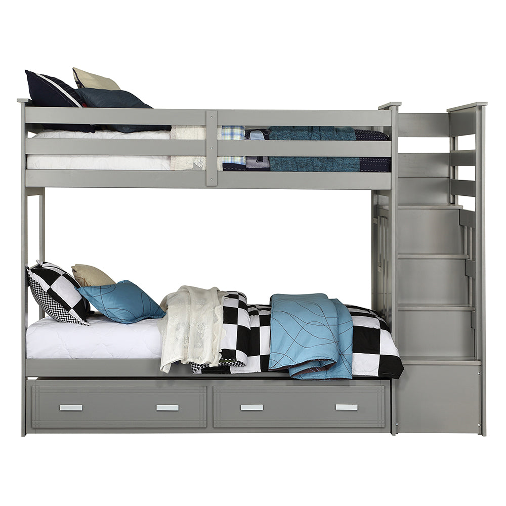 Allentown Bunk Bed (T/T) w/Trundle &Storage, Grey