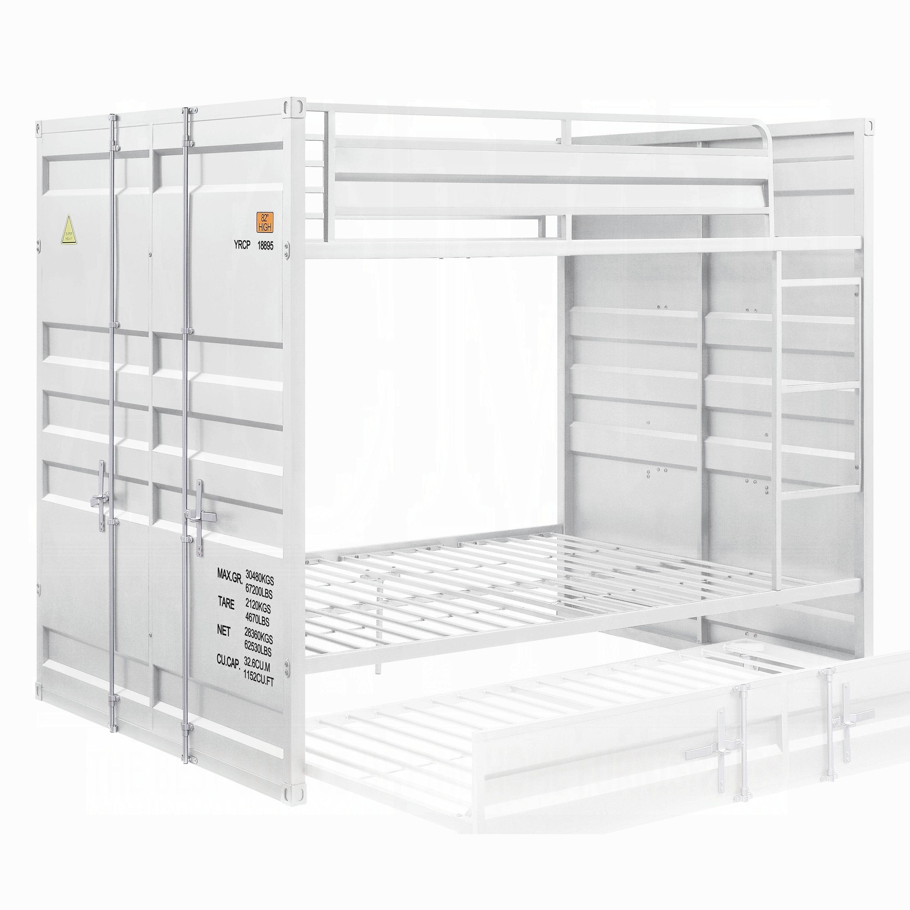 Dayton Cargo Full over Full Metal Bunk Bed Gunmetal – Modern Industrial Grid Frame