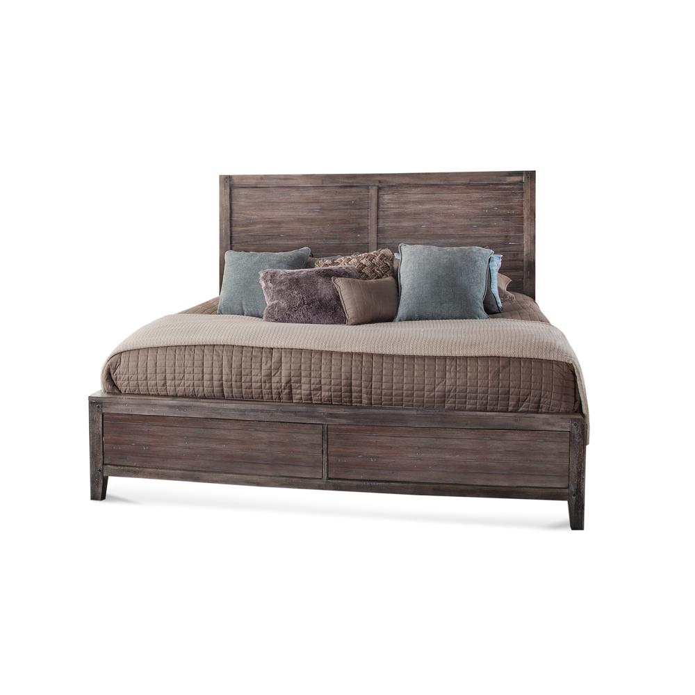 Trotter Aurora King Weathered Grey Wood Panel Bed – Rustic Style