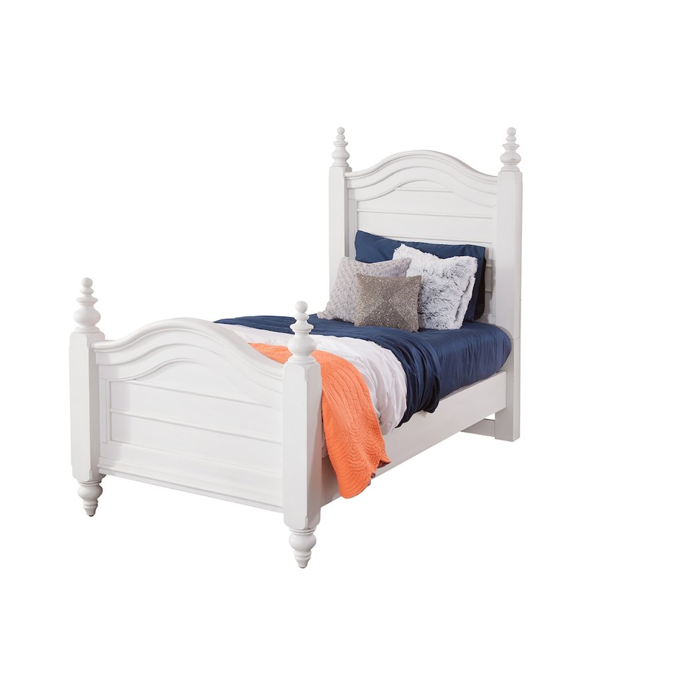 Tealia Rodanthe Collection Twin Bed Dove White Wood – Panel Headboard, Cottage Look