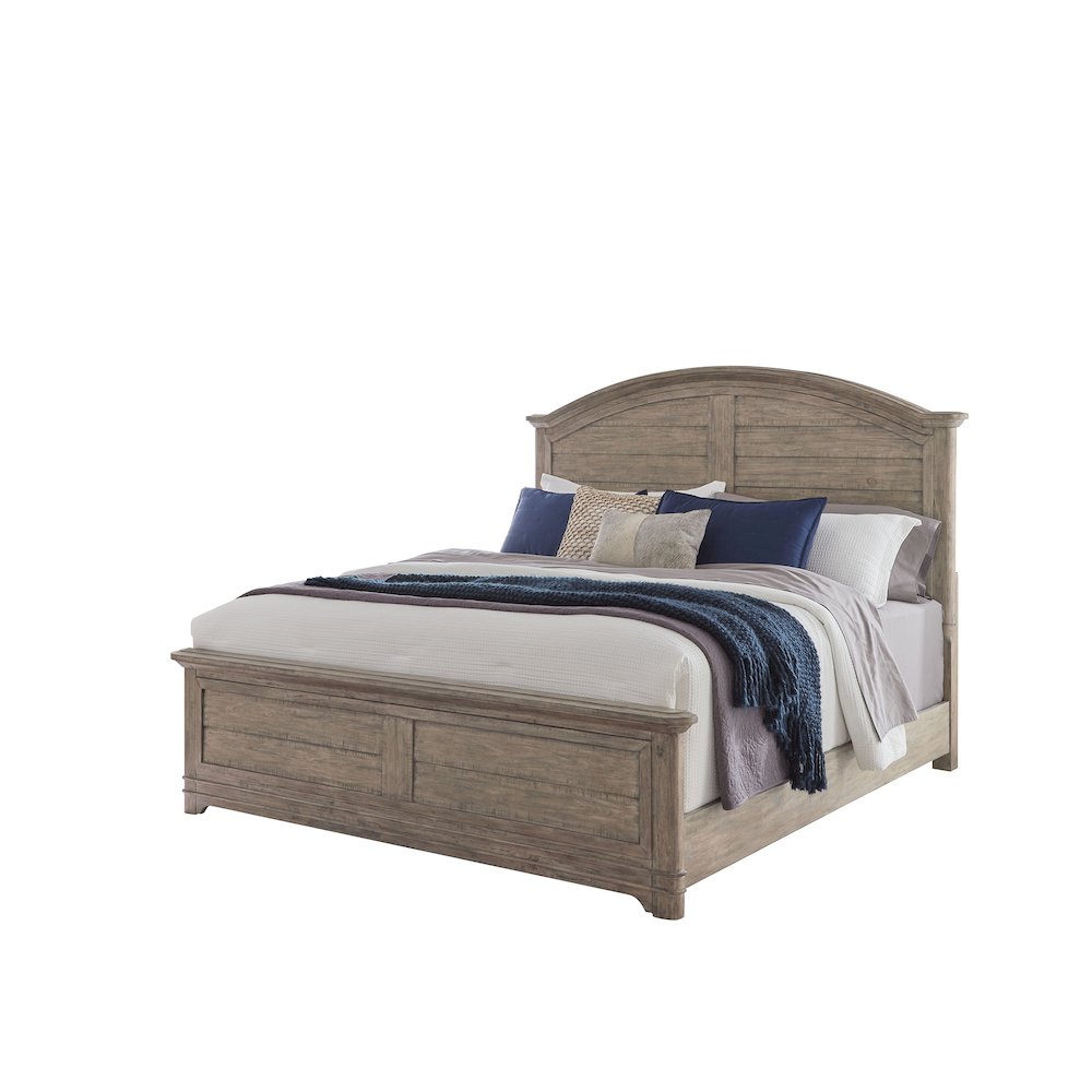 Cohyn Meadowbrook Queen Bed Whitewash Finish – Farmhouse Style with Arched Headboard