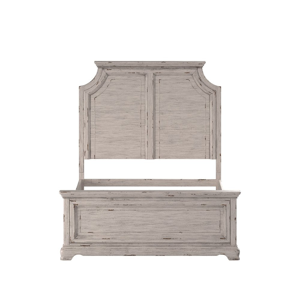 Zealia Providence King Panel Bed Antique White – Elegant Wood Frame with Molded Detailing