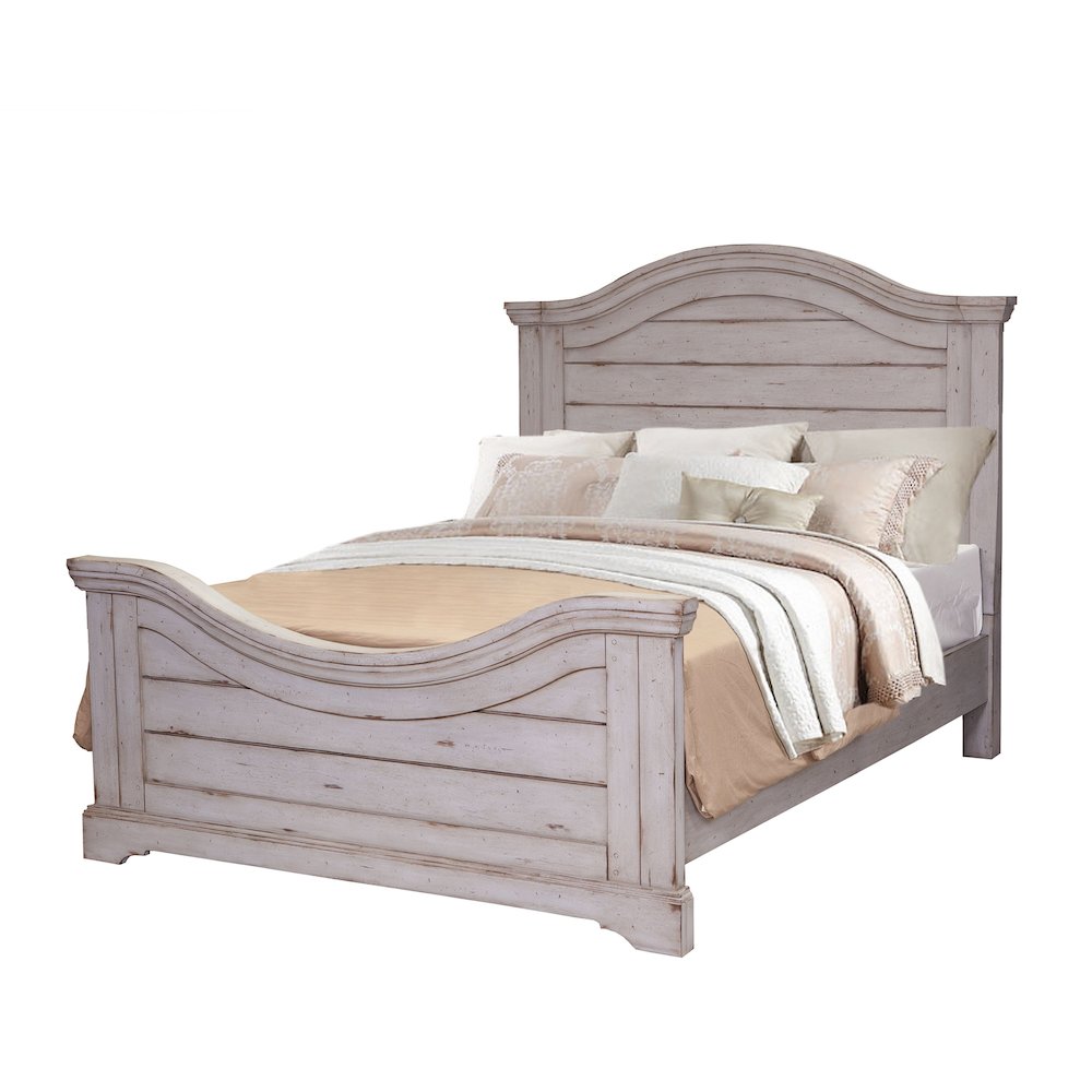 Astoria Stonebrook King White Wood Panel Bed – Rustic Farmhouse Design