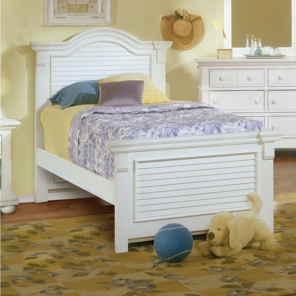 Maddox Cottage Traditions Twin Bed White Wood Cottage Style Panel Headboard