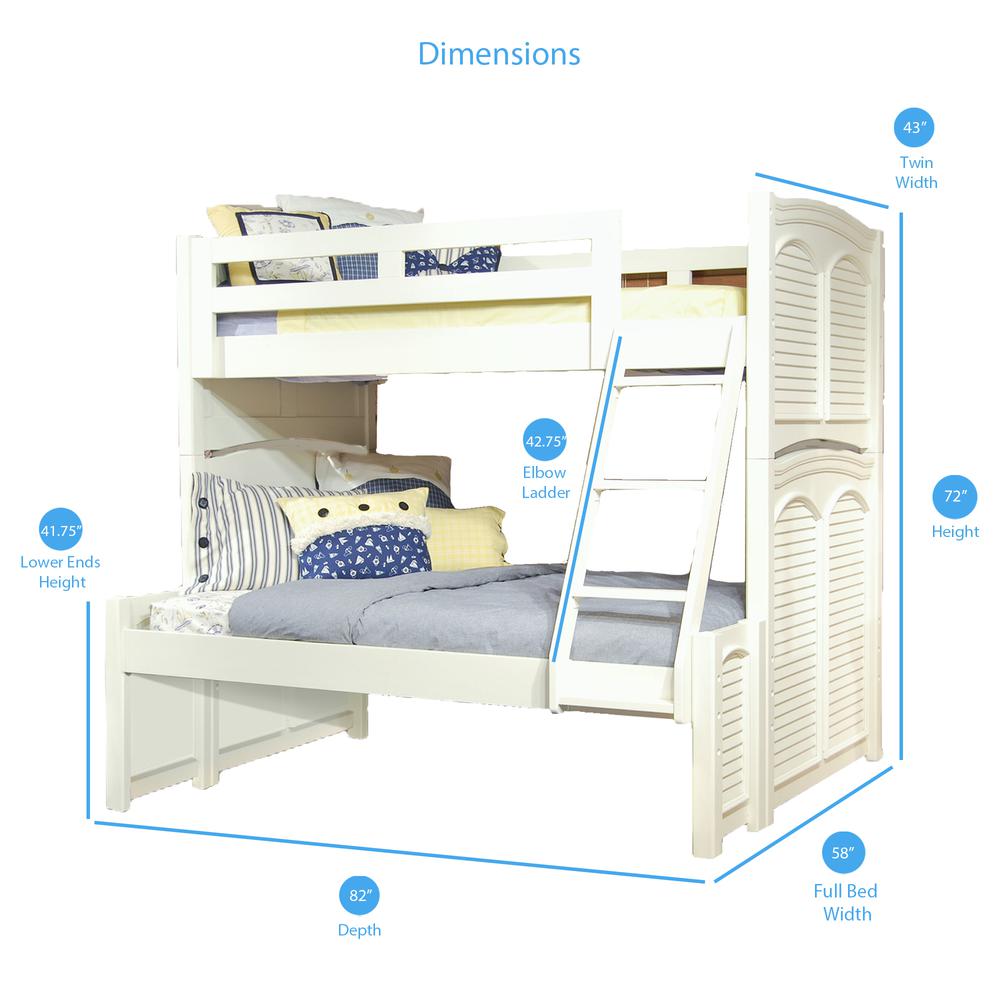 Brandyn Harborview Twin Over Full White Wood Bunk Bed – Cottage Style Space-Saving Design