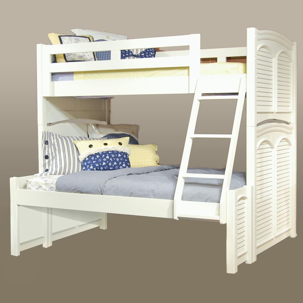 Brandyn Harborview Twin Over Full White Wood Bunk Bed Cottage Style Space-Saving Design