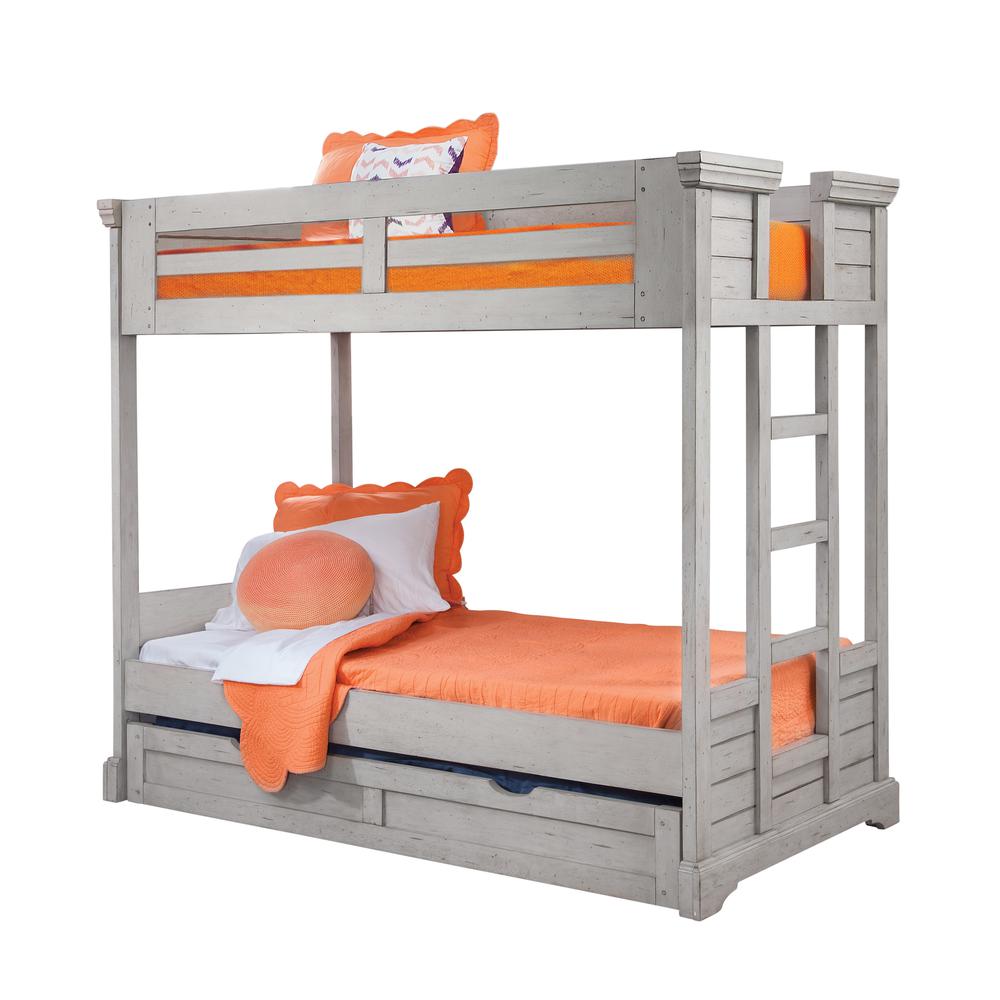 Murray Stonebrook Twin Over Twin Gray Wood Bunk Bed Rustic Design
