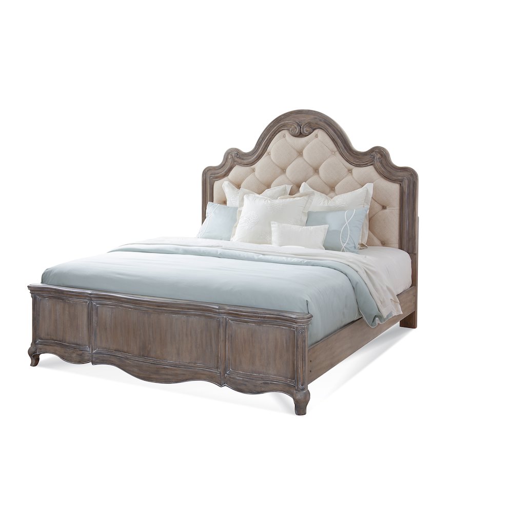 Addo Genoa King Antique Grey Upholstered Bed – Tufted Panel Headboard Design