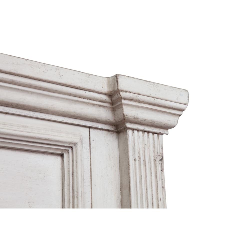 Jordan Brighten Collection Queen Bed Antique White Wood – Classic Panel Style with Carved Accents