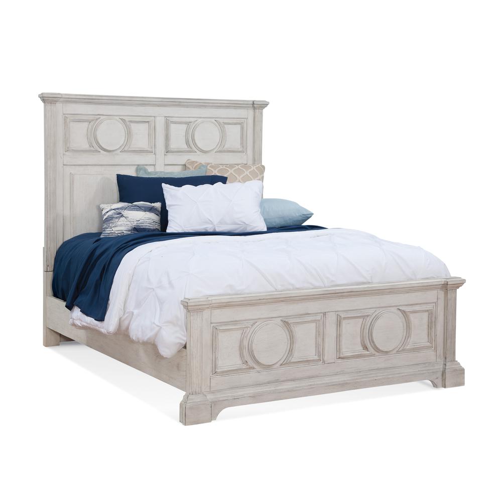 Amberleigh Aurora Collection Queen Sleigh Bed Whitewash – Wooden Frame with Footboard Storage