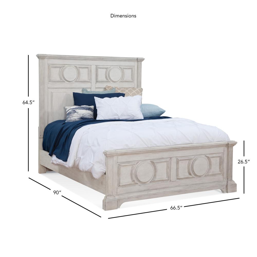 Amberleigh Aurora Collection Queen Sleigh Bed Whitewash – Wooden Frame with Footboard Storage