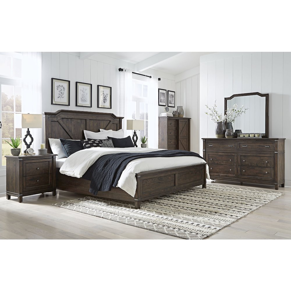 Parlen Queen Whiskey Barrel Wood Panel Bed – Rustic Style with Panel Footboard