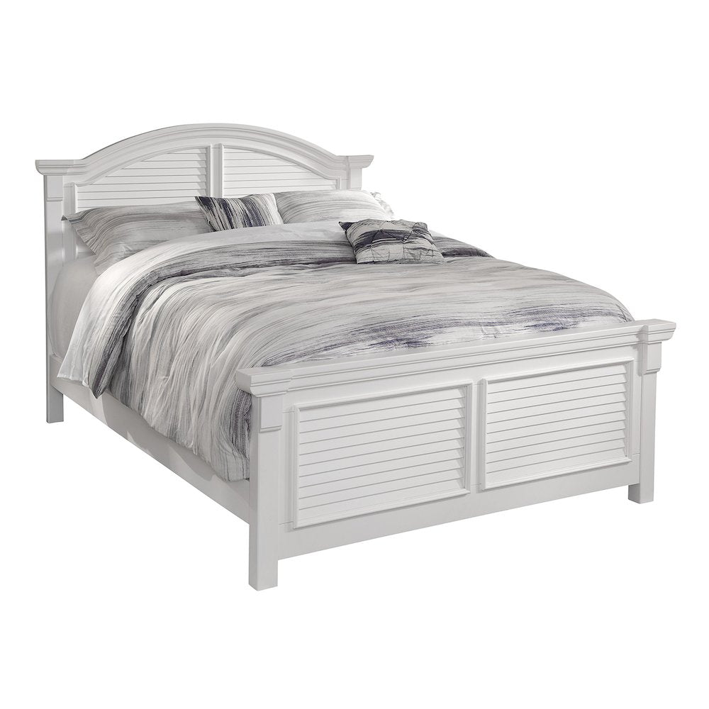 Evangeline Cottage Traditions Full White Wooden Bed Coastal Cottage Design with Headboard and Footboard