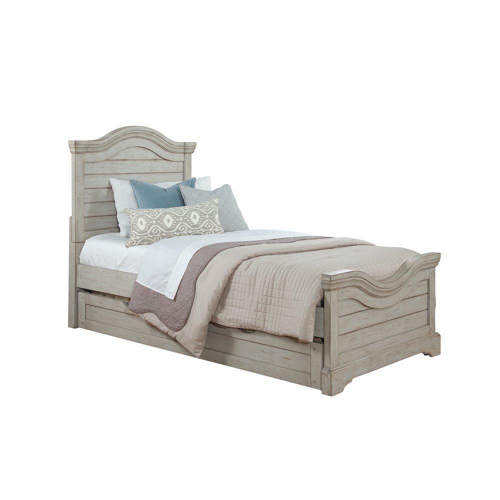 Marich Stonebrook Twin Antique Gray Wood Panel Bed – Rustic Trundle Storage Design