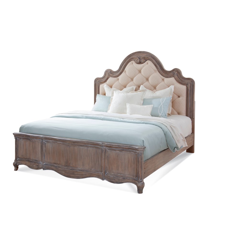 Fulton Genoa Queen Antique Grey Upholstered Bed – Tufted Headboard & Panel Footboard