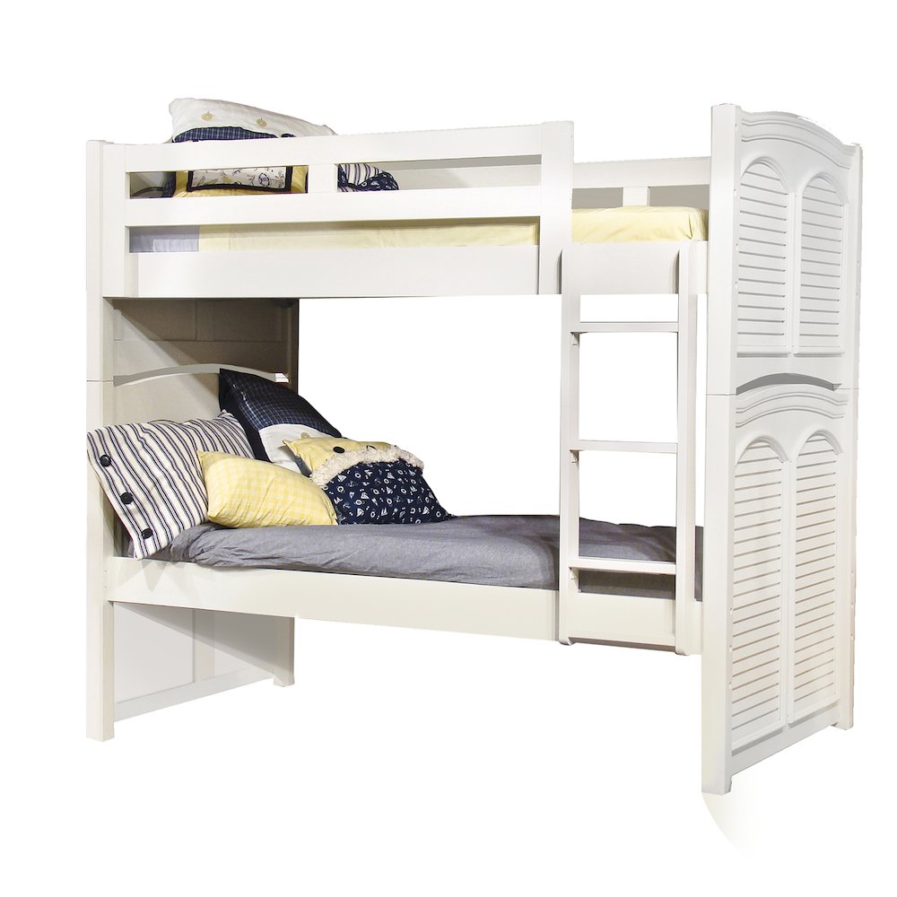 Soho Cottage Haven Twin Over Twin White Wooden Bunk Bed – Cottage Style Without Trundle