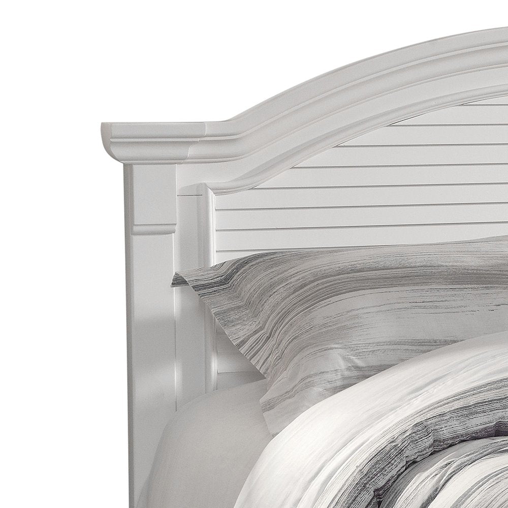 Tyler Cottage Traditions King Size White Wooden Bed – Panel Headboard, Coastal Look