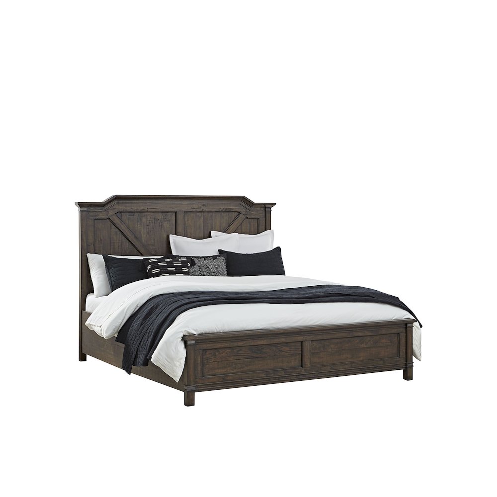 Parlen Queen Whiskey Barrel Wood Panel Bed – Rustic Style with Panel Footboard