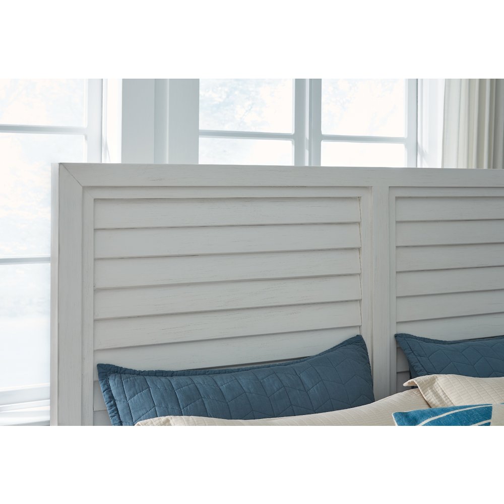 Sanjay Dunescape Queen Coastal Panel Bed in White – Wood Construction with Classic Slats