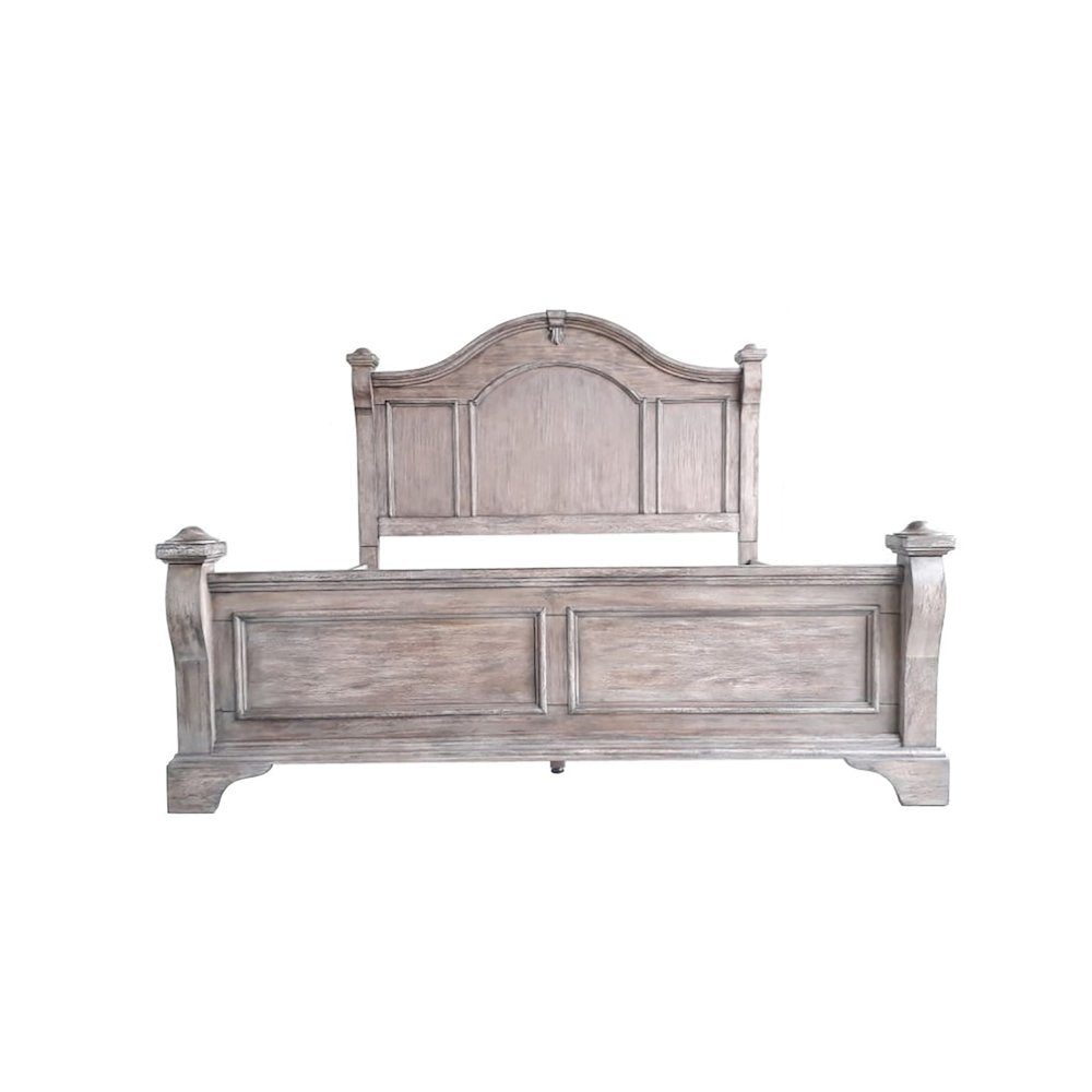 Bevin Heirloom Queen Rustic Charcoal Wood Poster Bed – Traditional Style with Crown Moldings