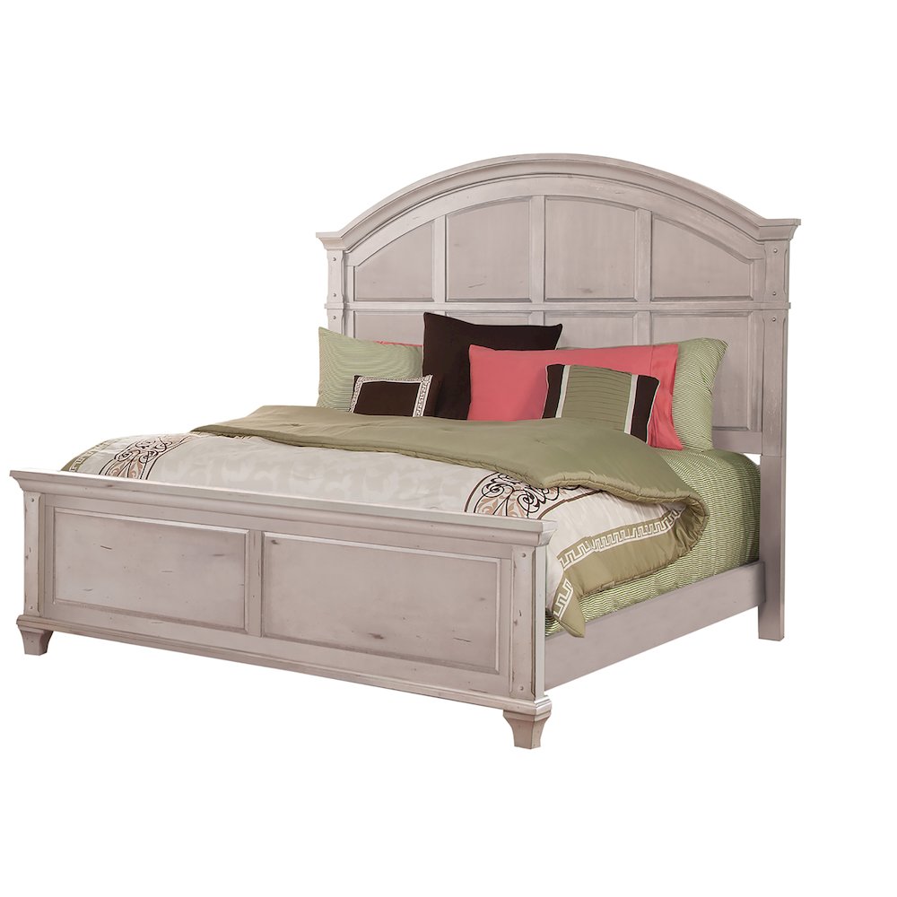 O'neill Sedona King Cobblestone White Wood Bed – Rustic Farmhouse Panel Design