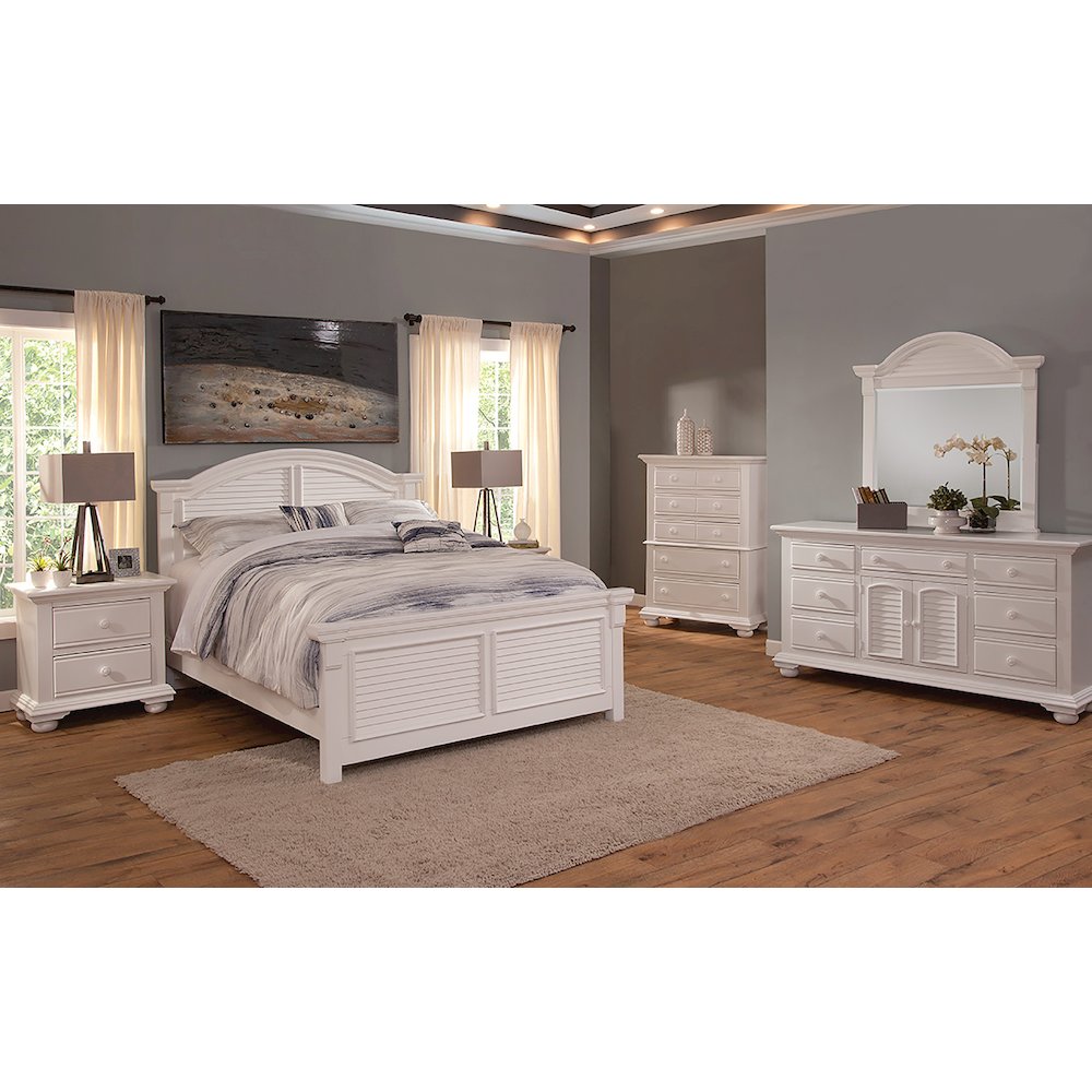 Evangeline Cottage Traditions Full White Wooden Bed Coastal Cottage Design with Headboard and Footboard