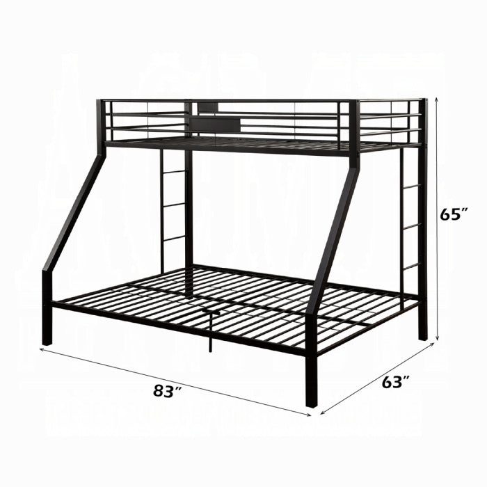 Omaha Limbra Twin XL & Queen Bunk Bed Sandy Black Metal Industrial Style, Slatted Base