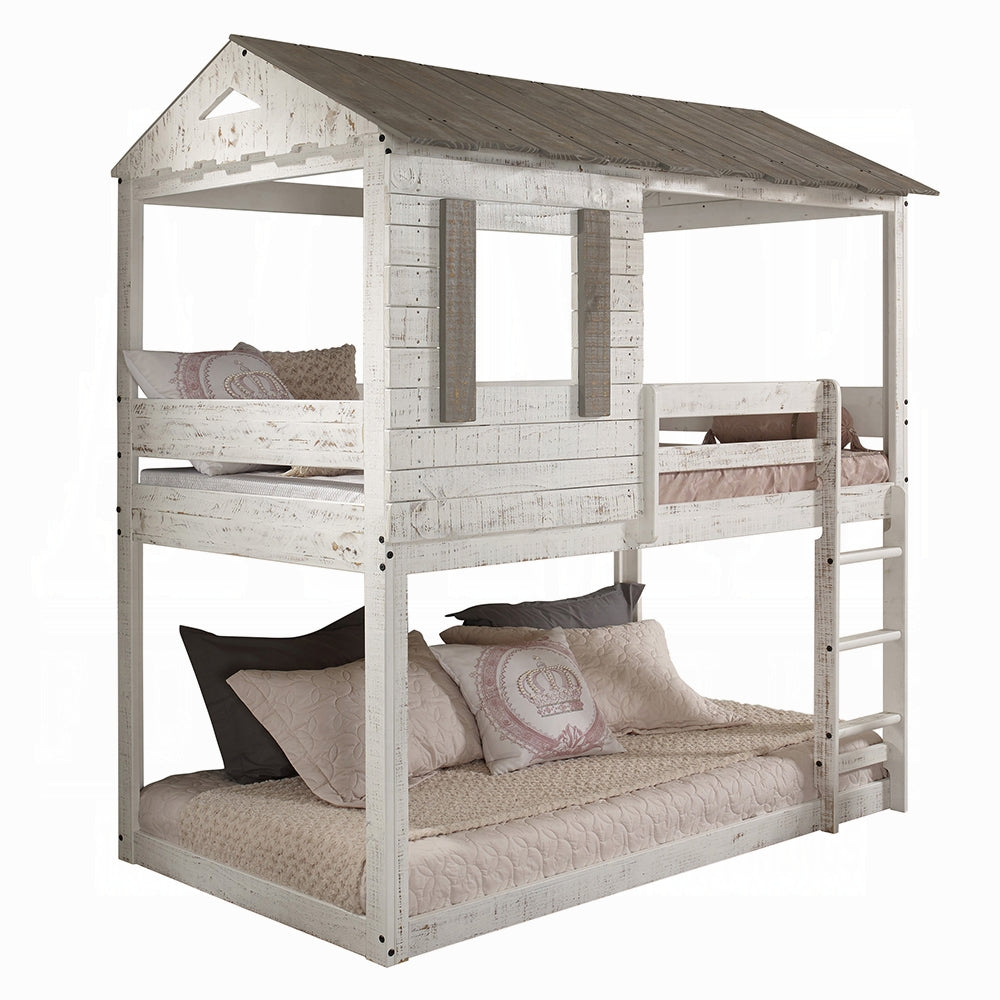 Teenager Dorothy Full Ivory Solid Pine Bed – Elegant Poster Style with Classic Canopy Design