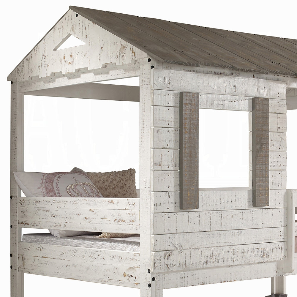 Teenager Dorothy Full Ivory Solid Pine Bed – Elegant Poster Style with Classic Canopy Design